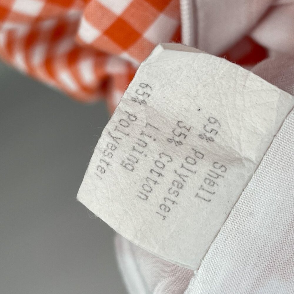 Elizabeth Wilson Katherine Top Gingham Plaid Check Ruffle Neck Orange White XL - Picture 9 of 9